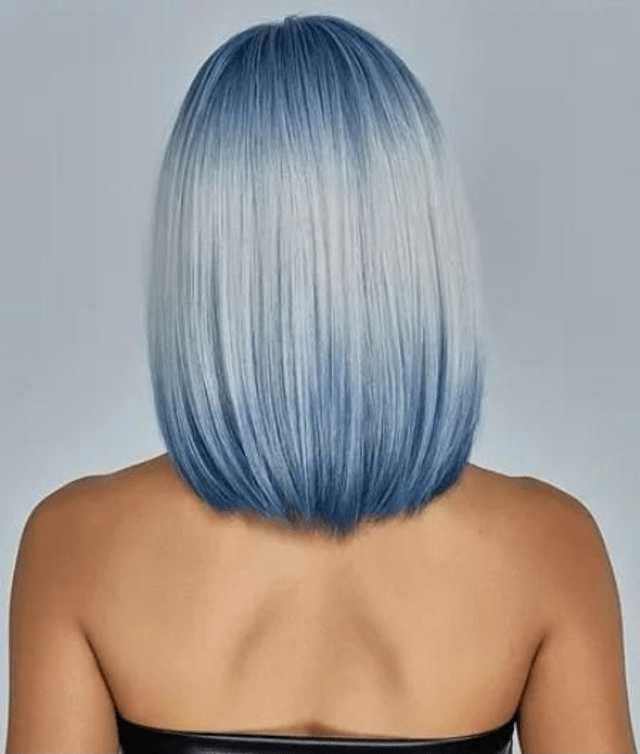 Perruque colorée bleu-gris
